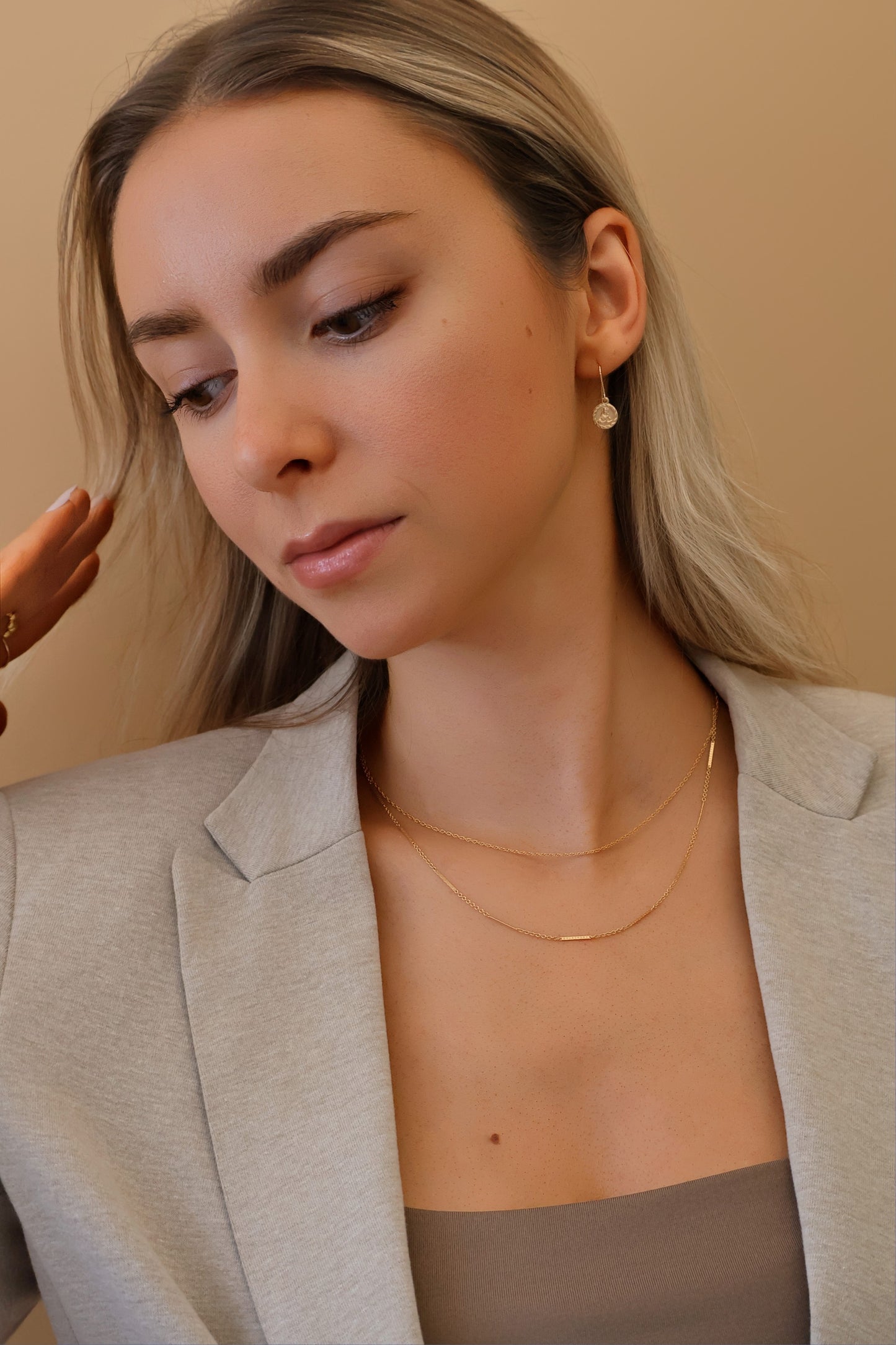 14k Gold Filled Virgin Mary Drop Coin Dangle Earrings