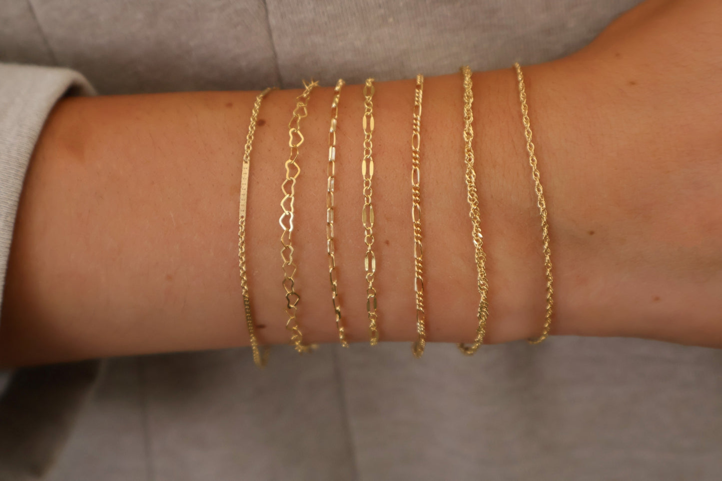 14 karat Gold Filled Waterproof Chain Bracelets For Her