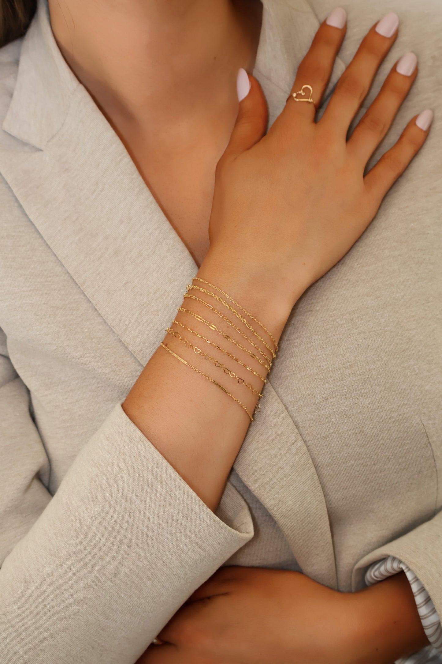14 karat Gold Filled Waterproof Chain Bracelets For Her