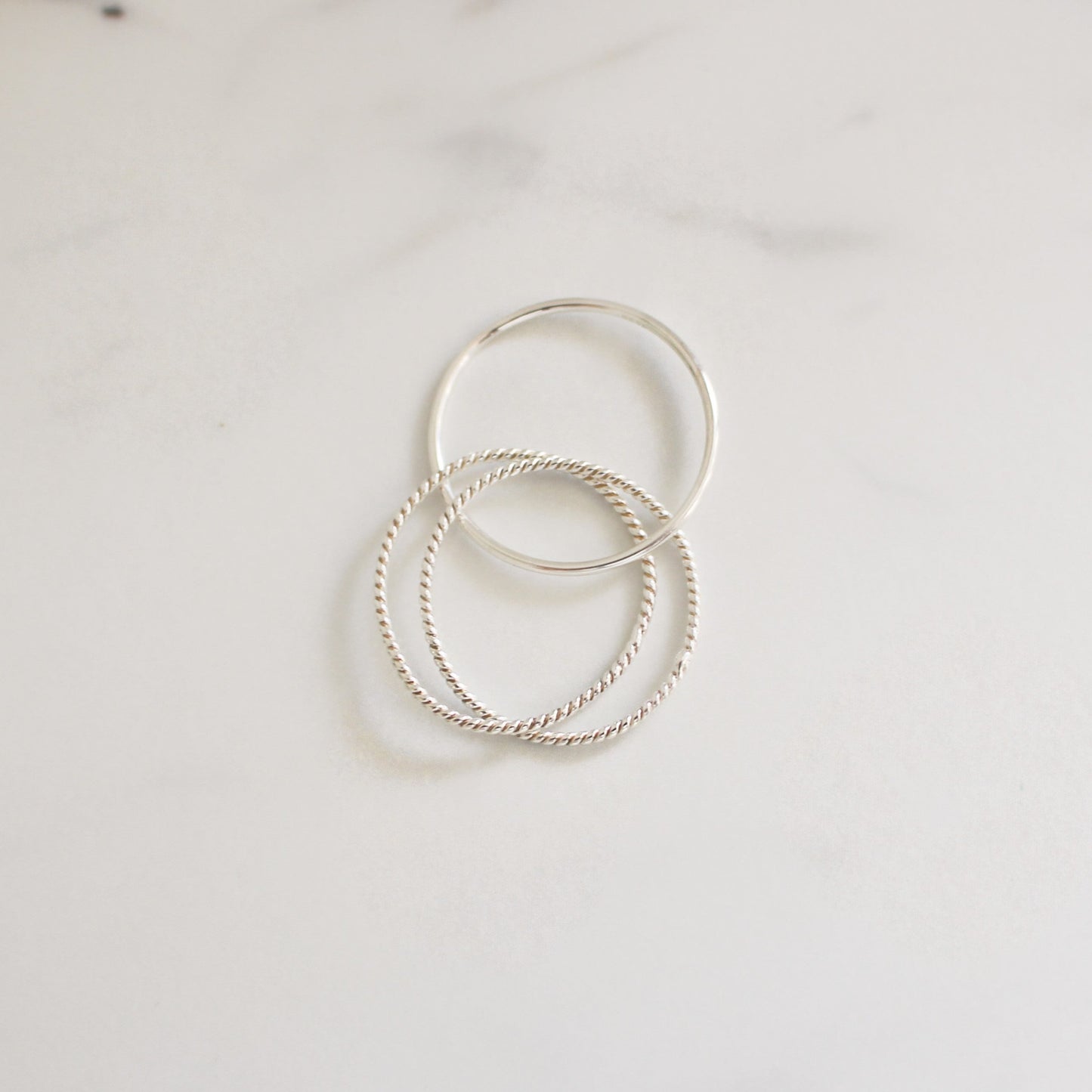 ALLIE - Pure Silvery And Shiny Minimalist Rings ∙ Set Of 3 Sterling Silver Ring ∙ High Quality Waterproof & Tarnish Free ∙ Thin Band Ring
