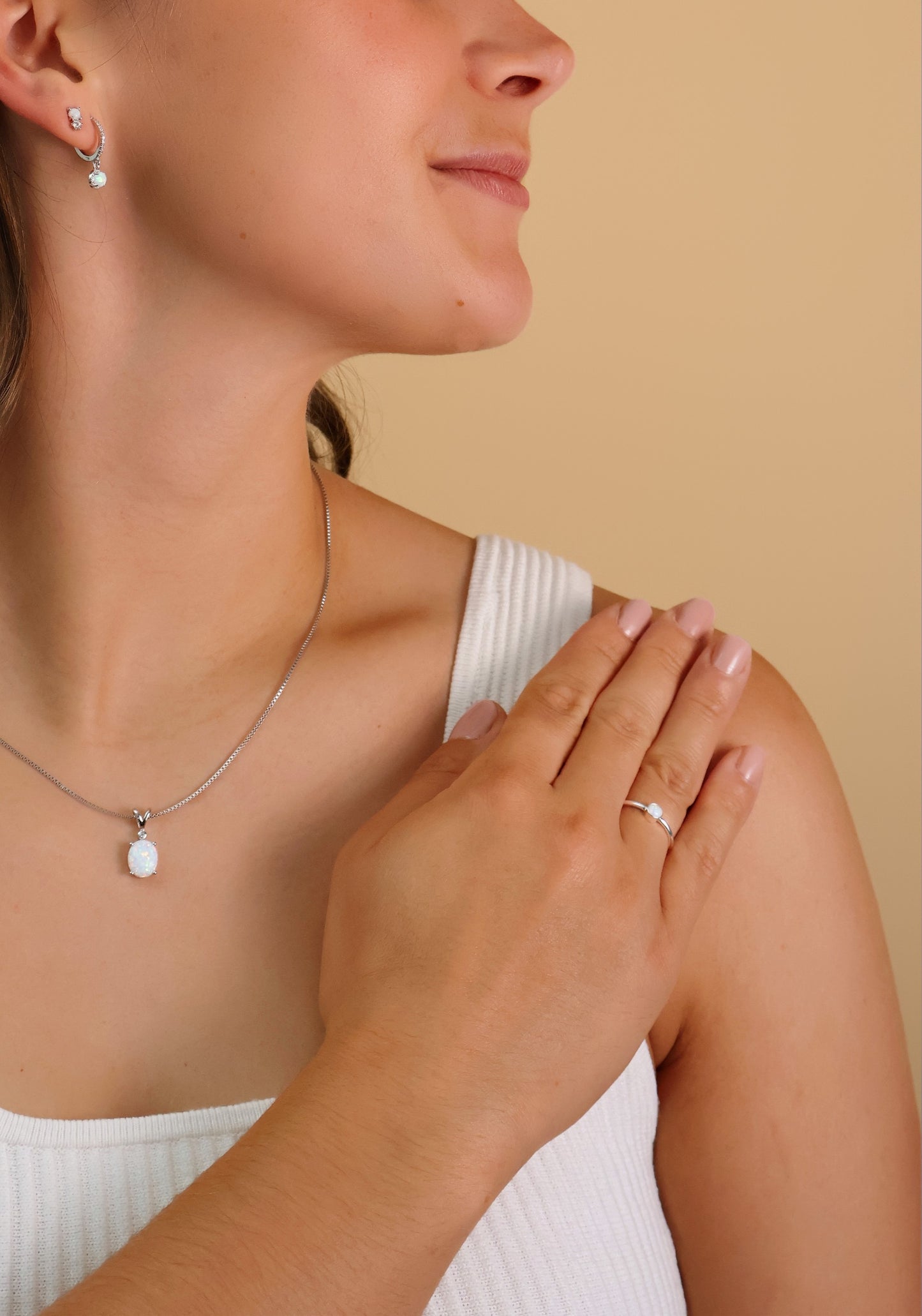 925 Sterling Silver Opal Ring · Gift for Her · Minimalist Opal Blue Ring · Opalite