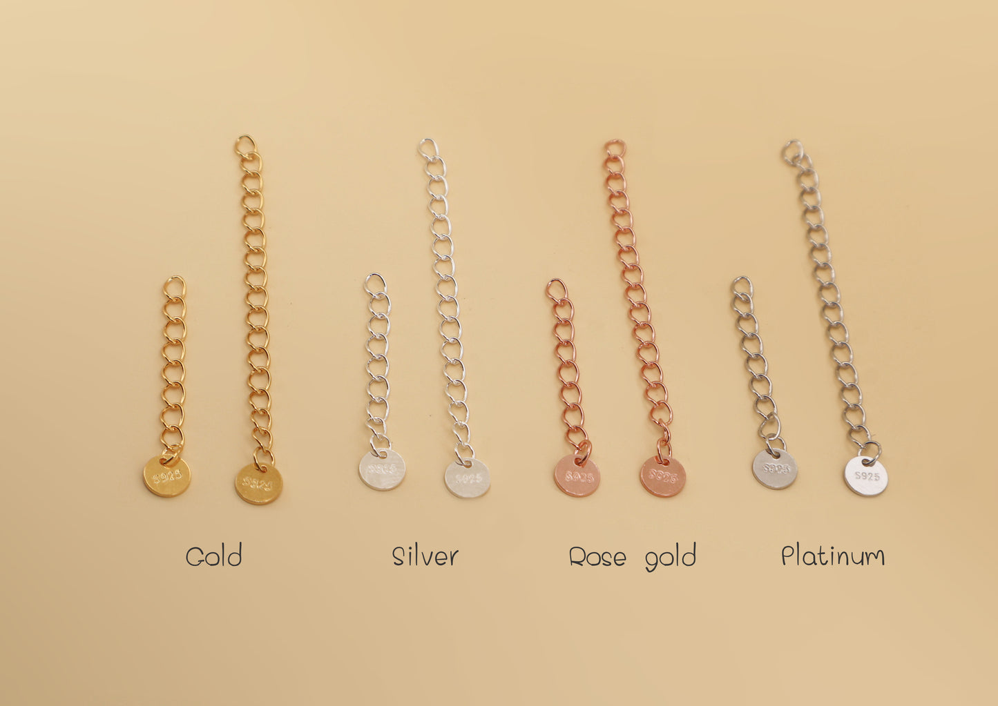 Chain Extender in 925 Sterling Silver · Extension Chain ∙ Add To Your Necklace ∙ Necklace Finish ∙ 30mm or 50mm ∙ Rose gold extension