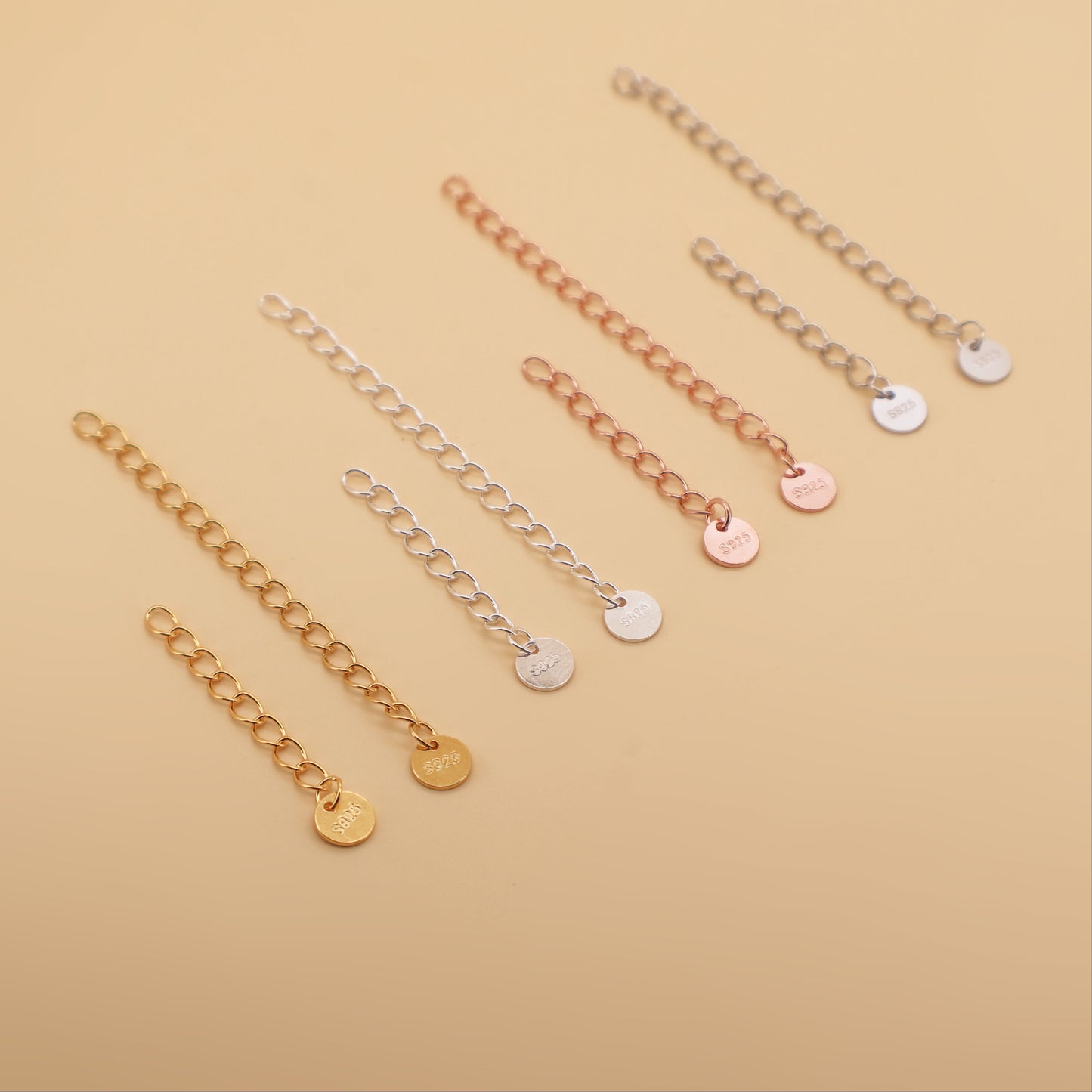 Chain Extender in 925 Sterling Silver · Extension Chain ∙ Add To Your Necklace ∙ Necklace Finish ∙ 30mm or 50mm ∙ Rose gold extension