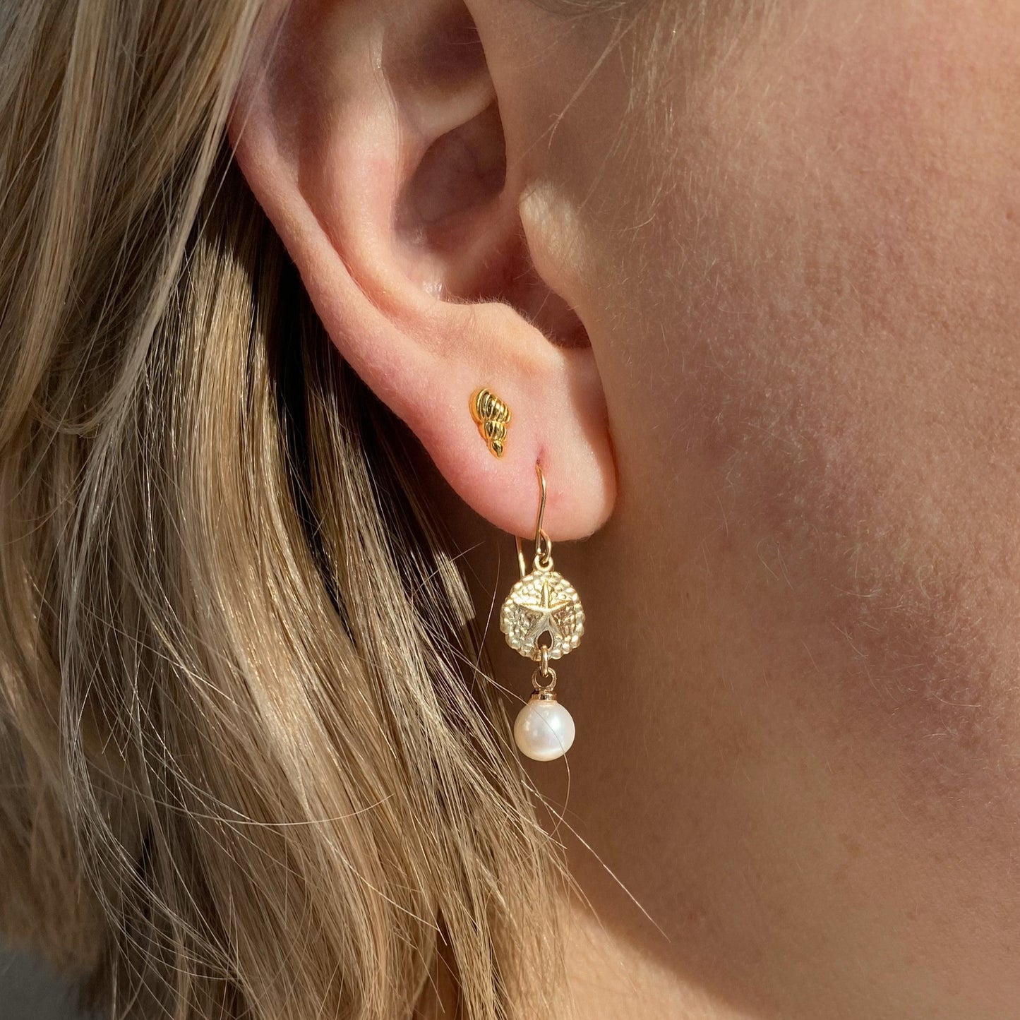 18k Gold Vermeil Spiral Shell Stud Earrings