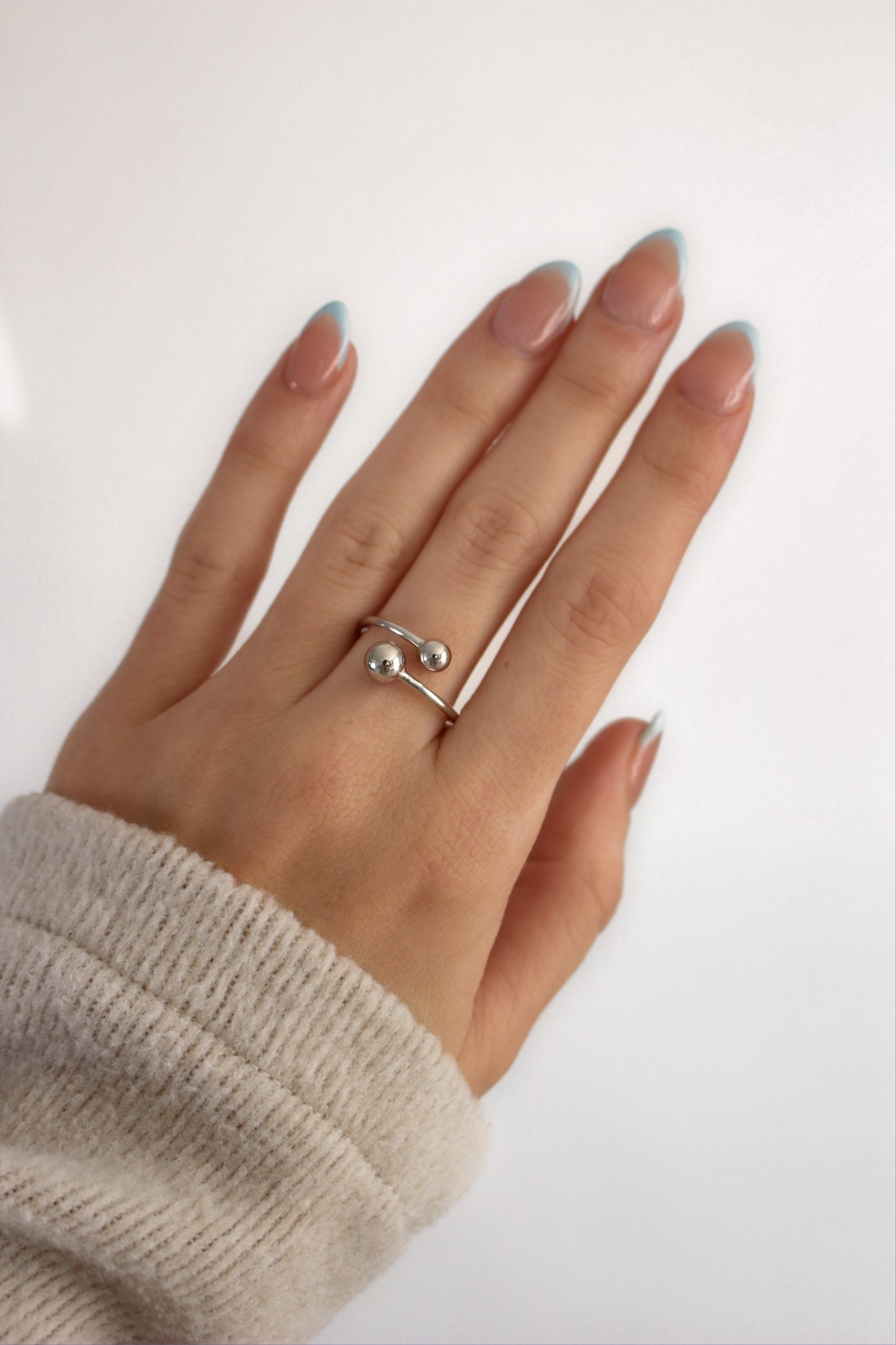 CORINE - Waterproof ∙ 925 Sterling Silver Sphere Ring ∙ Adjustable Ring
