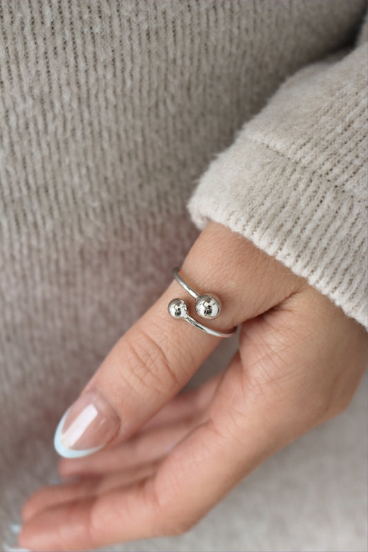 CORINE - Waterproof ∙ 925 Sterling Silver Sphere Ring ∙ Adjustable Ring