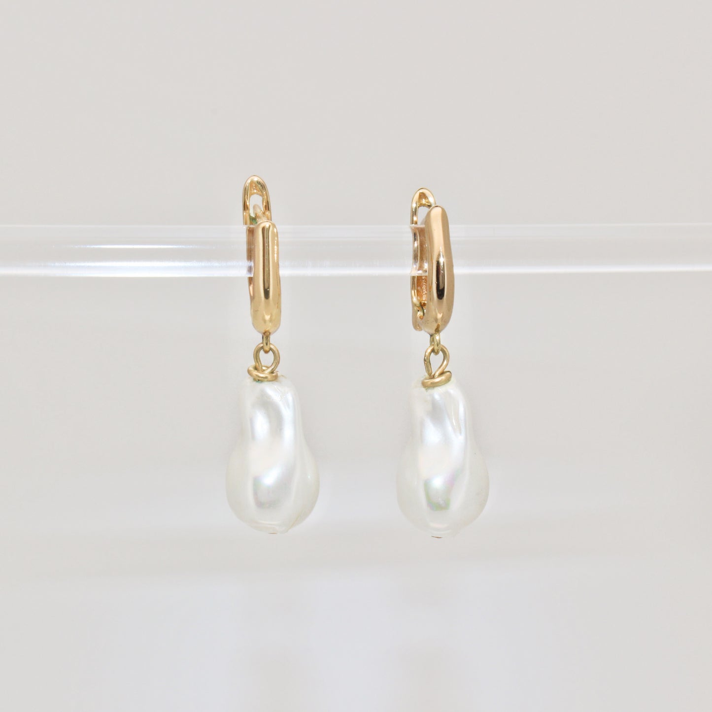 MUSE - 14K Gold and Vegan Baroque Pearls Irregular Earrings