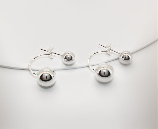 CORINE - Back Earrings in 925 sterling silver · Ear Jacket Double Sphere