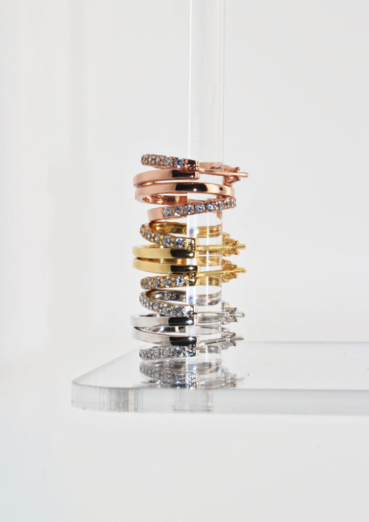 18k Gold Vermeil Double Hoops Diamond Earrings