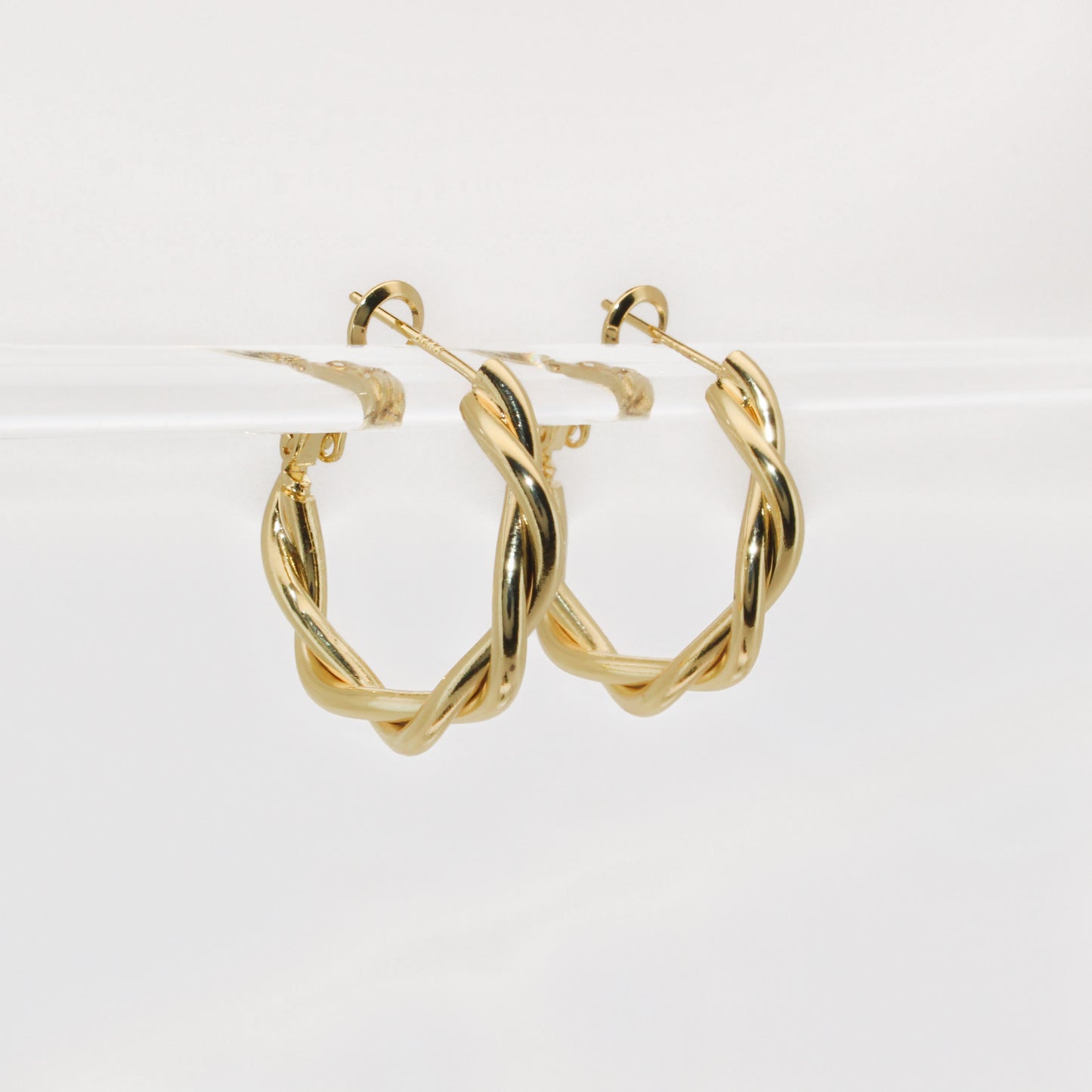 QUEENLY - Boucles d'oreilles torsadées or 14k