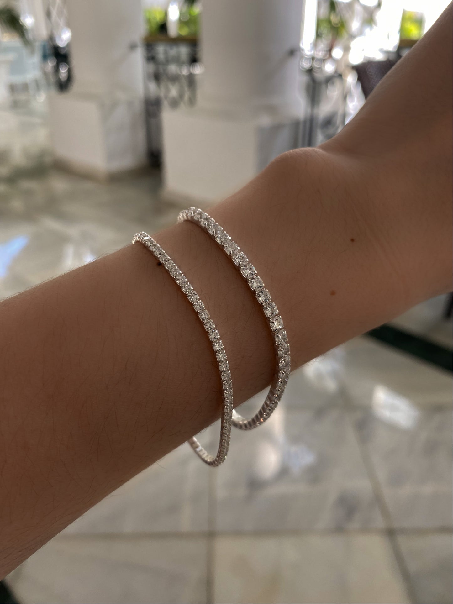 Sparkling Tennis Bracelet in 925 Sterling Silver 1mm 2mm 3mm