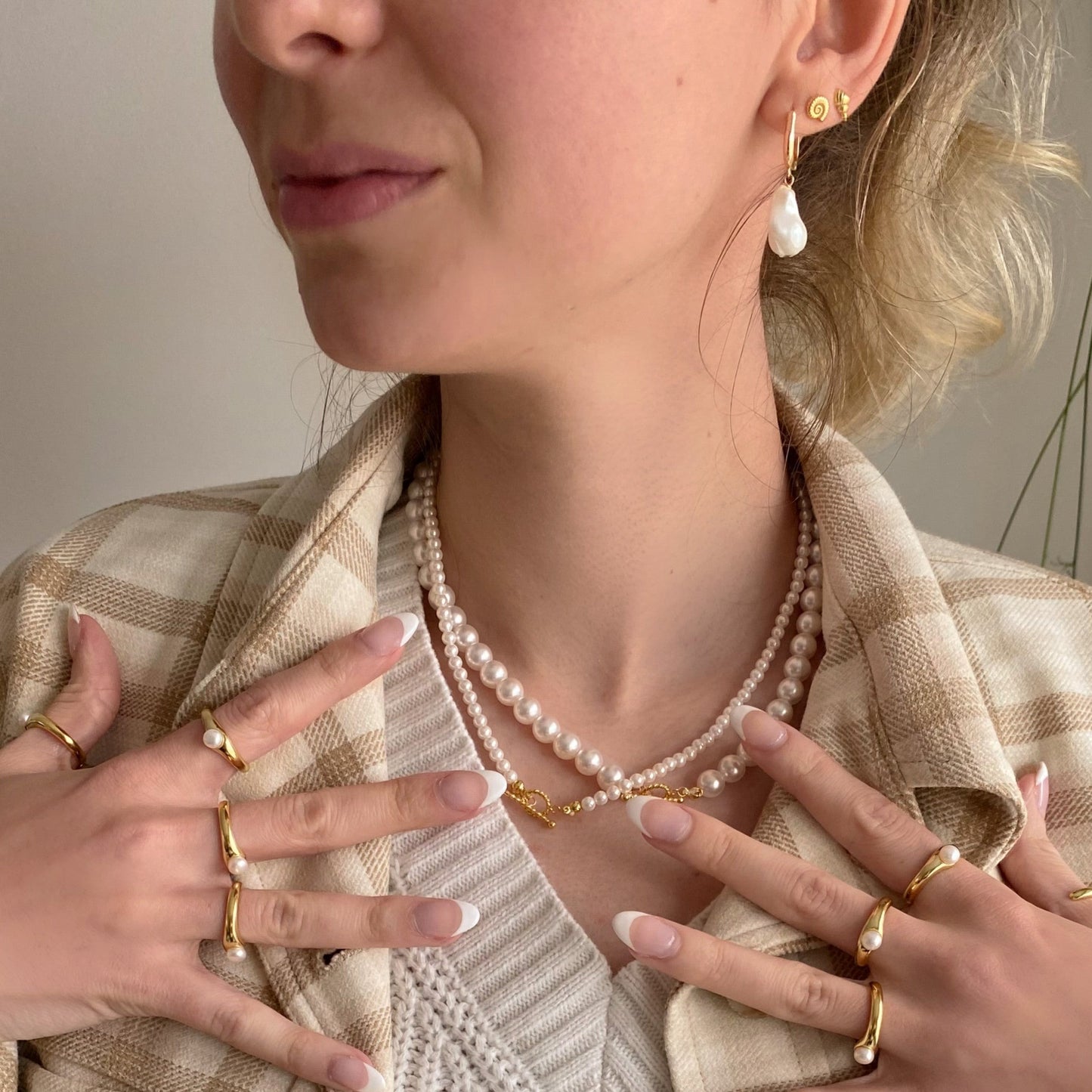 MUSE - 14K Gold and Vegan Baroque Pearls Irregular Earrings