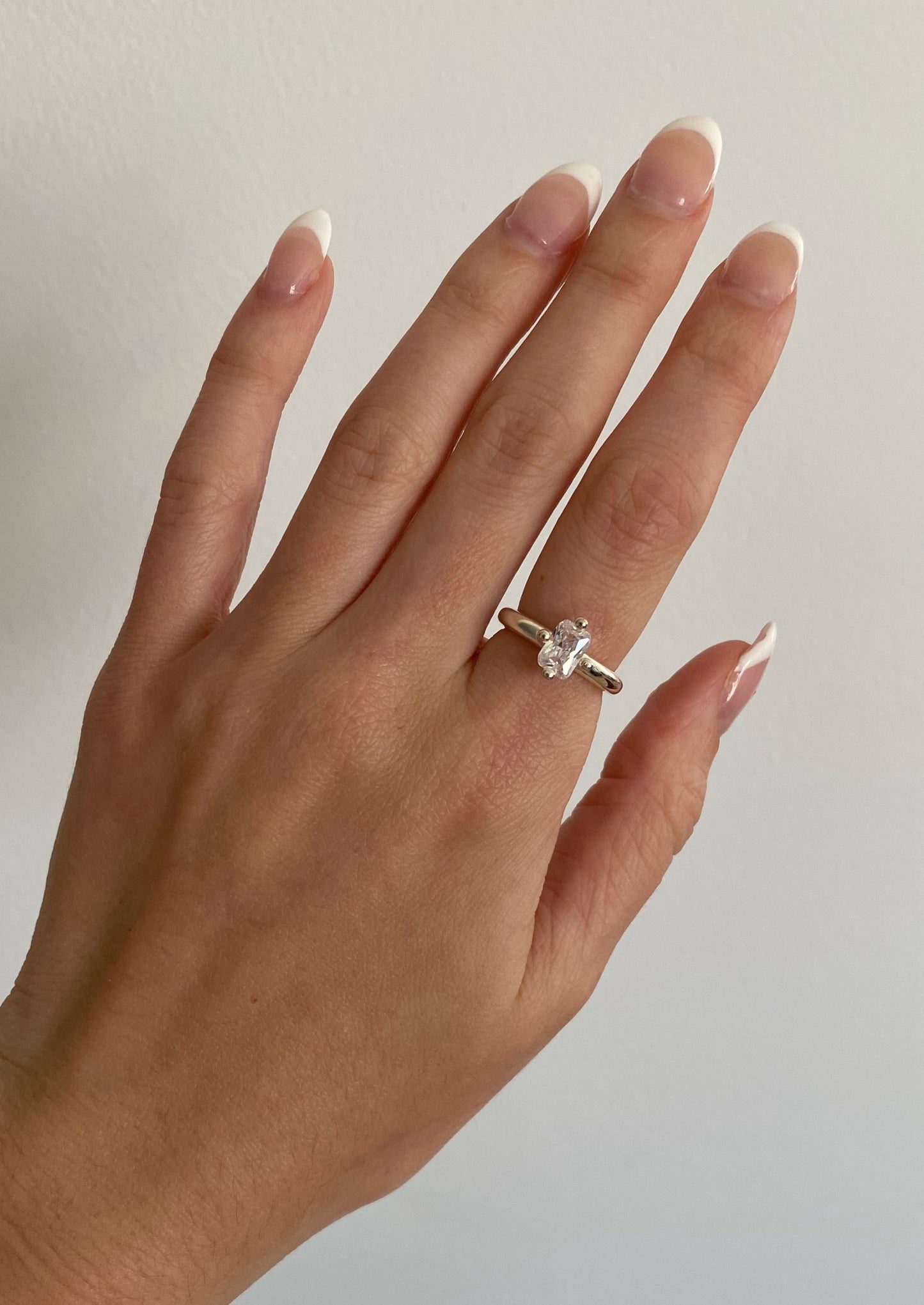 Authentic S925 Sterling Silver Ring ∙ Radiant Diamond Ring ∙ Princess Ring ∙ Adjustable Ring ∙ Waterproof ∙ Gift for girlfriend