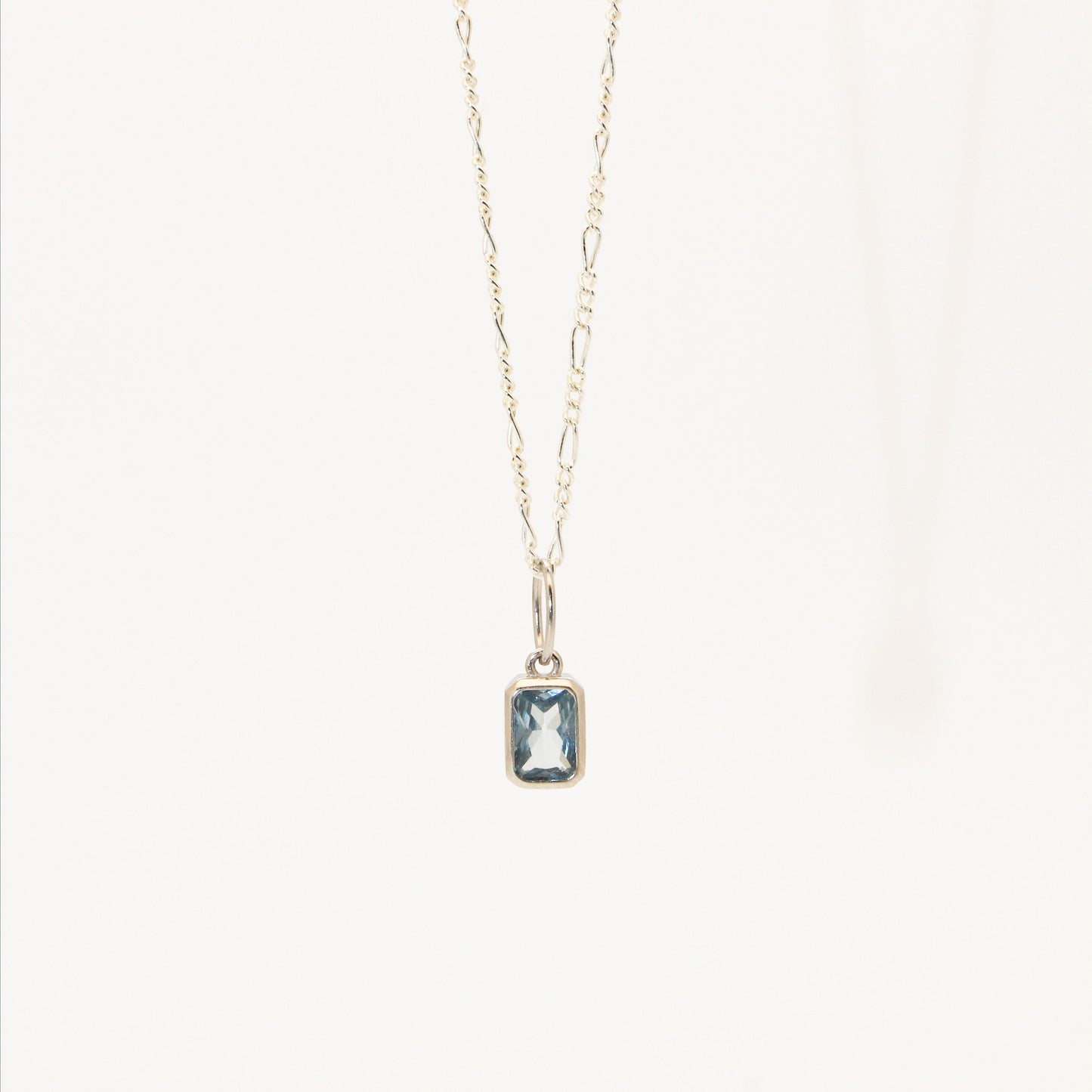 925 Sterling Silver Blue Zircon Necklace in 925 Sterling Silver∙ Aquamarine Charm