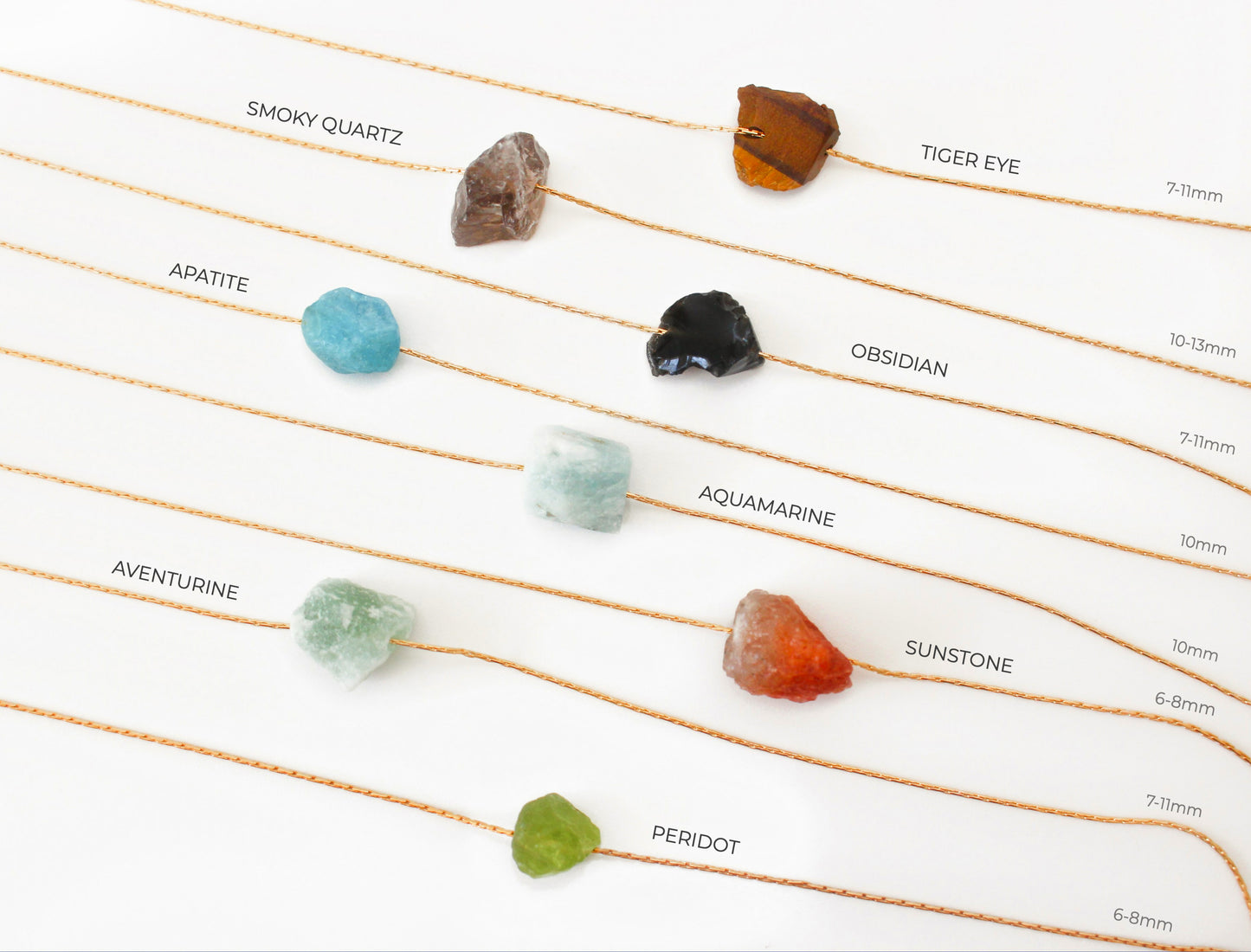 Gemstone Raw Crystal Necklace in 14k Gold Filled · Natural Freeform Stones · Labradorite Moonstone Peridot Rose Quartz Carnelian Necklace