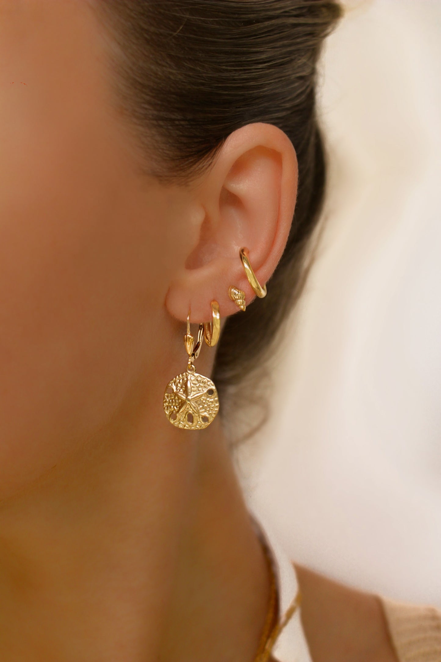 14k Gold Filled Sand Dollar Charms Earrings