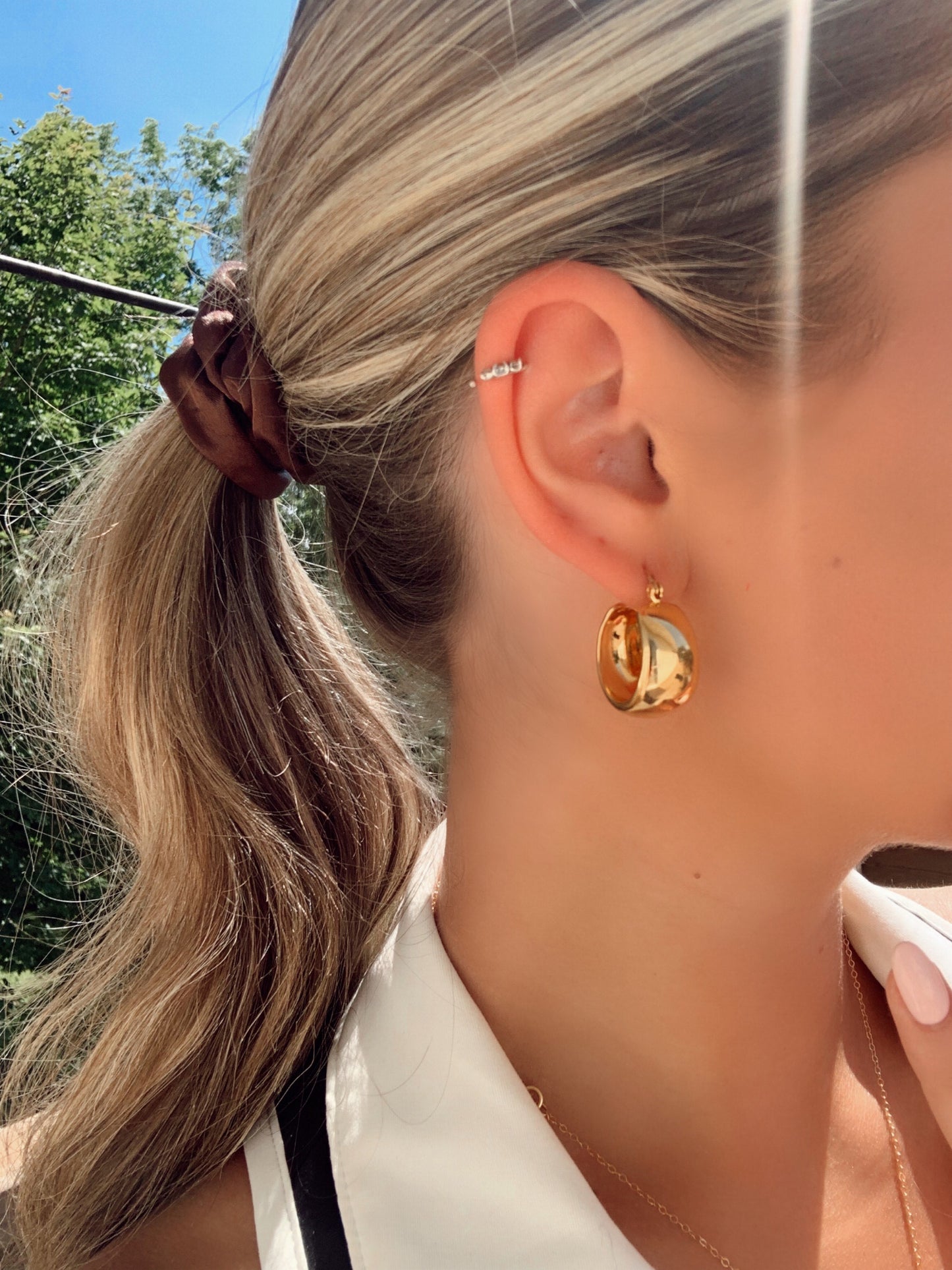 DOME - 24K Wide Dome Hoop Earrings | Chunky Wide Hoop