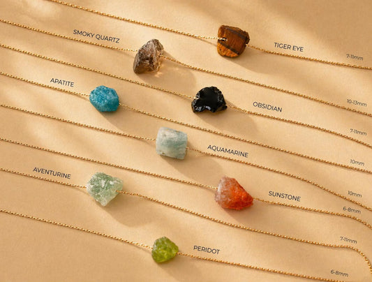 Gemstone Raw Crystal Necklace in 14k Gold Filled · Natural Freeform Stones · Labradorite Moonstone Peridot Rose Quartz Carnelian Necklace
