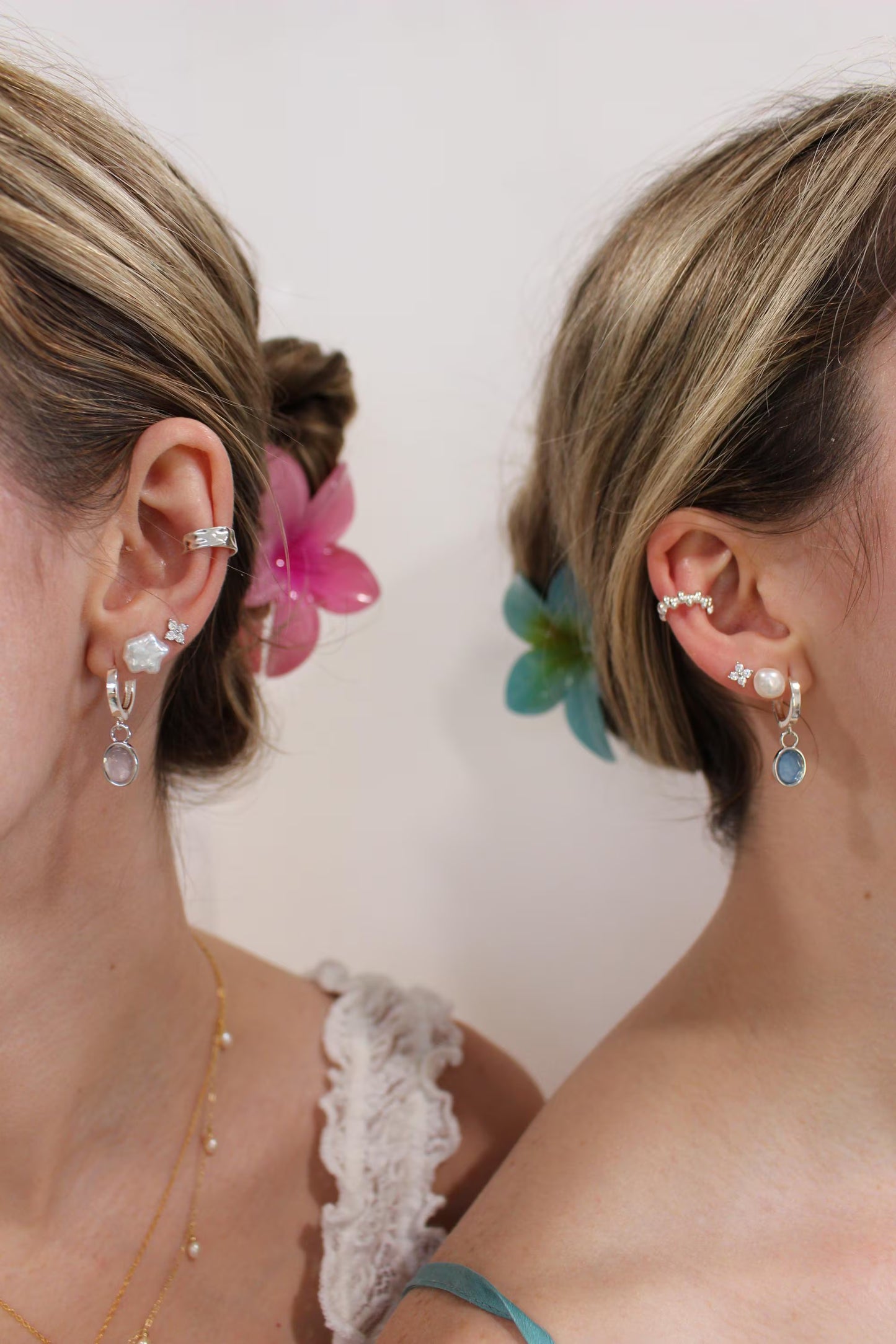 Gemstones Drop Earrings in 925 Sterling Silver ∙ Multifaceted Natural Dangling Gemstone Hoops