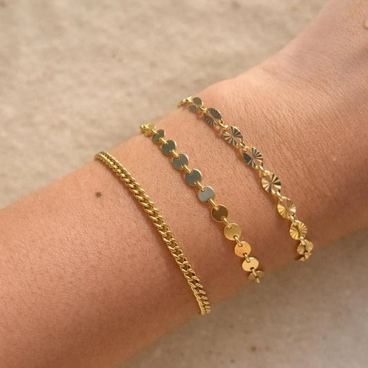 14k Gold Filled Chunky Bracelet · Sunburst Sequin Custom Length Chain