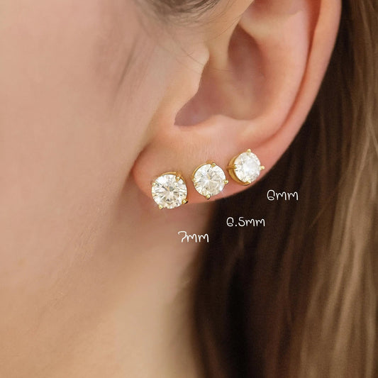Certified VVS1 Moissanite Diamond Earrings · Screw Back · Round Cut Studs 925 Sterling Silver · 0.44ctw to 8ctw · Ethical Sourcing