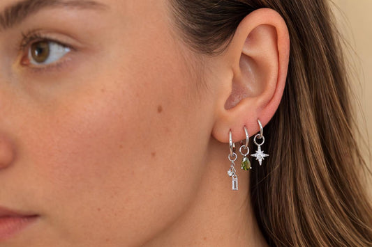 ss925 Add on Earring Charm · Build Your Own Earrings · Water Drop Star Olive Rainbow Charm for Hoops · One charm per quantity · Easy DIY