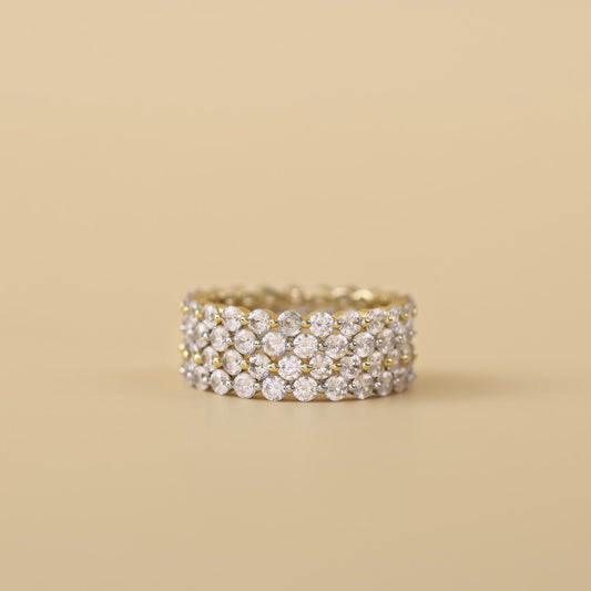 925 Full Eternity Diamond Band Ring · Round Brilliant Cut · Anniversary Engagement Thick Gold Ring · Classic Stackable Ring · Comfort Fit