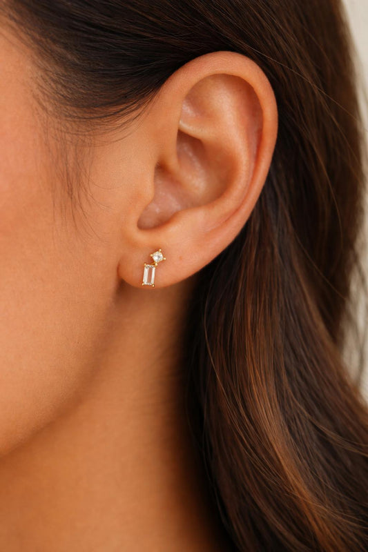 18k Gold Vermeil Multi Baguette Stud Earrings