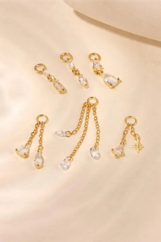 Sterling Silver 925 Add on Earring Charm · Build Your Own Earrings · Water Drop Diamond Charm for Hoops · One charm per quantity · Tassel