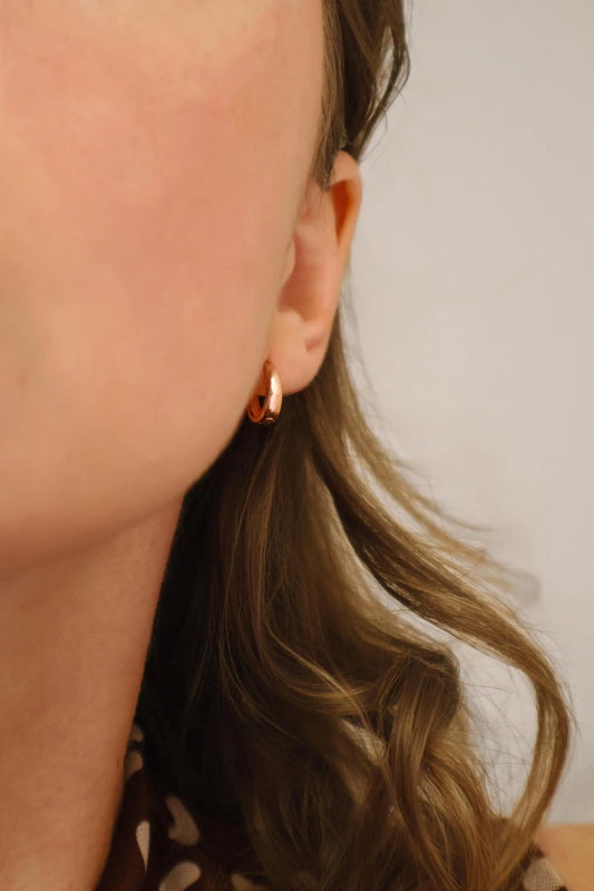 12mm Rose Gold Hoop Earrings · Sterling Silver Baby Huggies