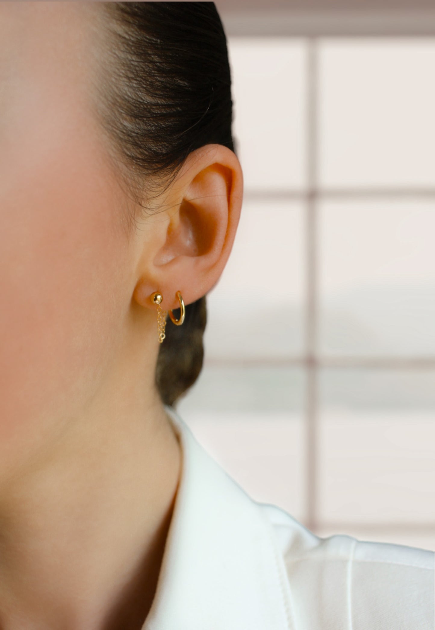 Front Back Chain Earrings in 14k Gold Filled ∙ Ball Studs