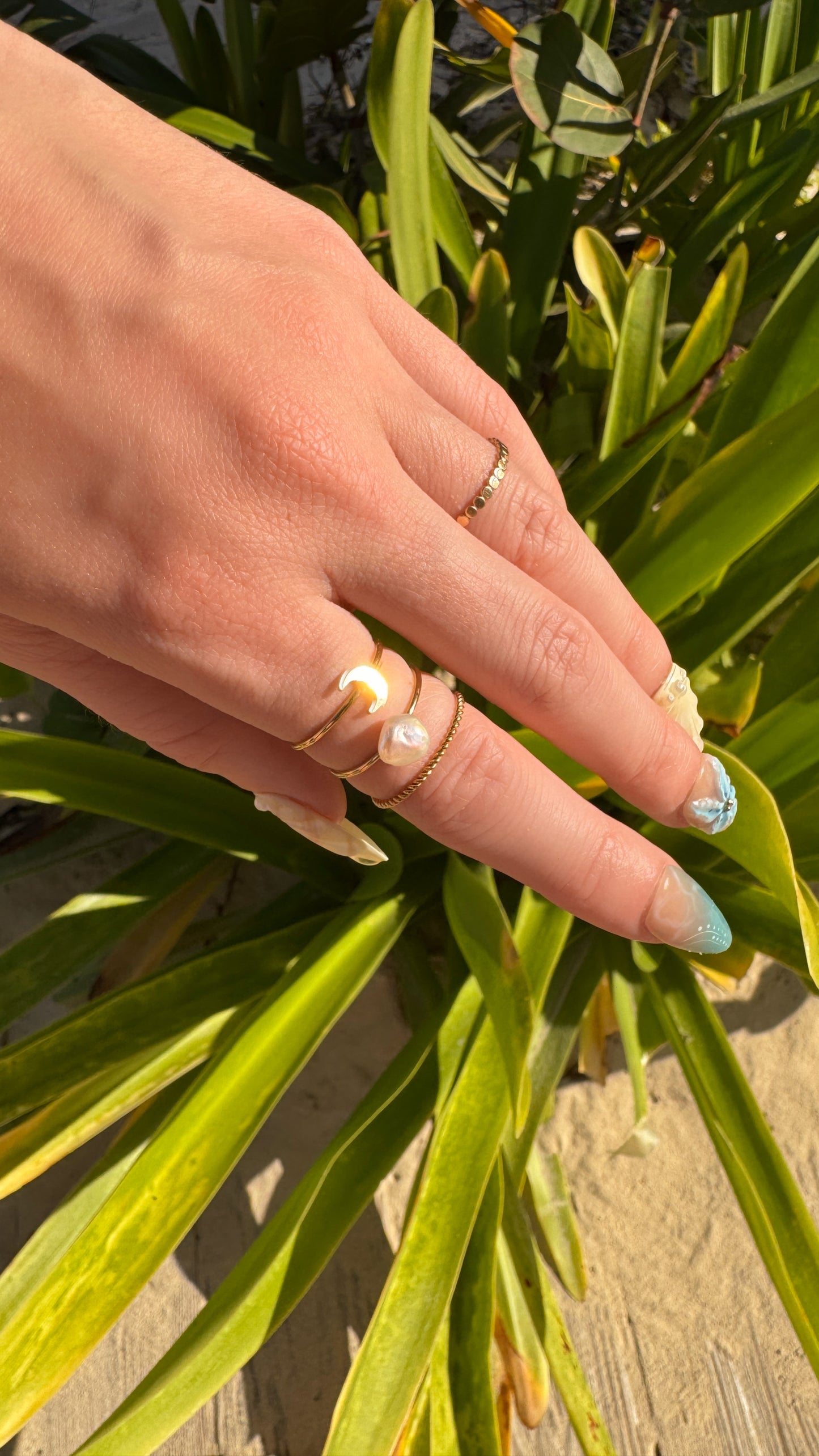 Mistic Half Moon Ring in 14k Gold Filled or 925 Sterling Silver