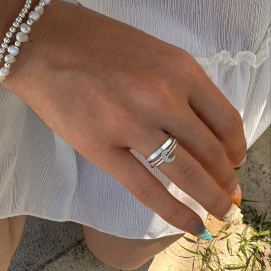 Mistic Half Moon Ring in 14k Gold Filled or 925 Sterling Silver