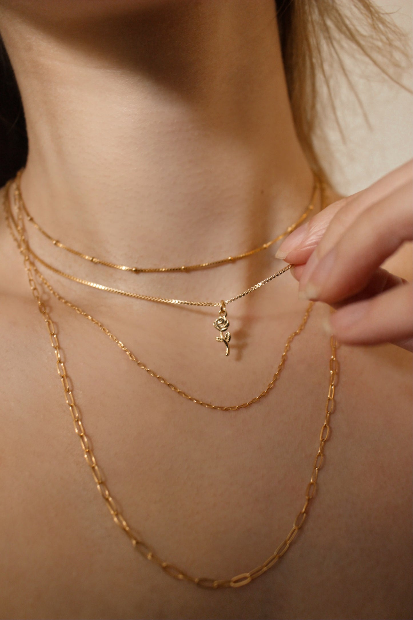 ROSE - Gold Filled Necklace With A Rose & Pearl Charm ∙ Victorian Love Couple Necklace Gift ∙ Rose Flower Charm