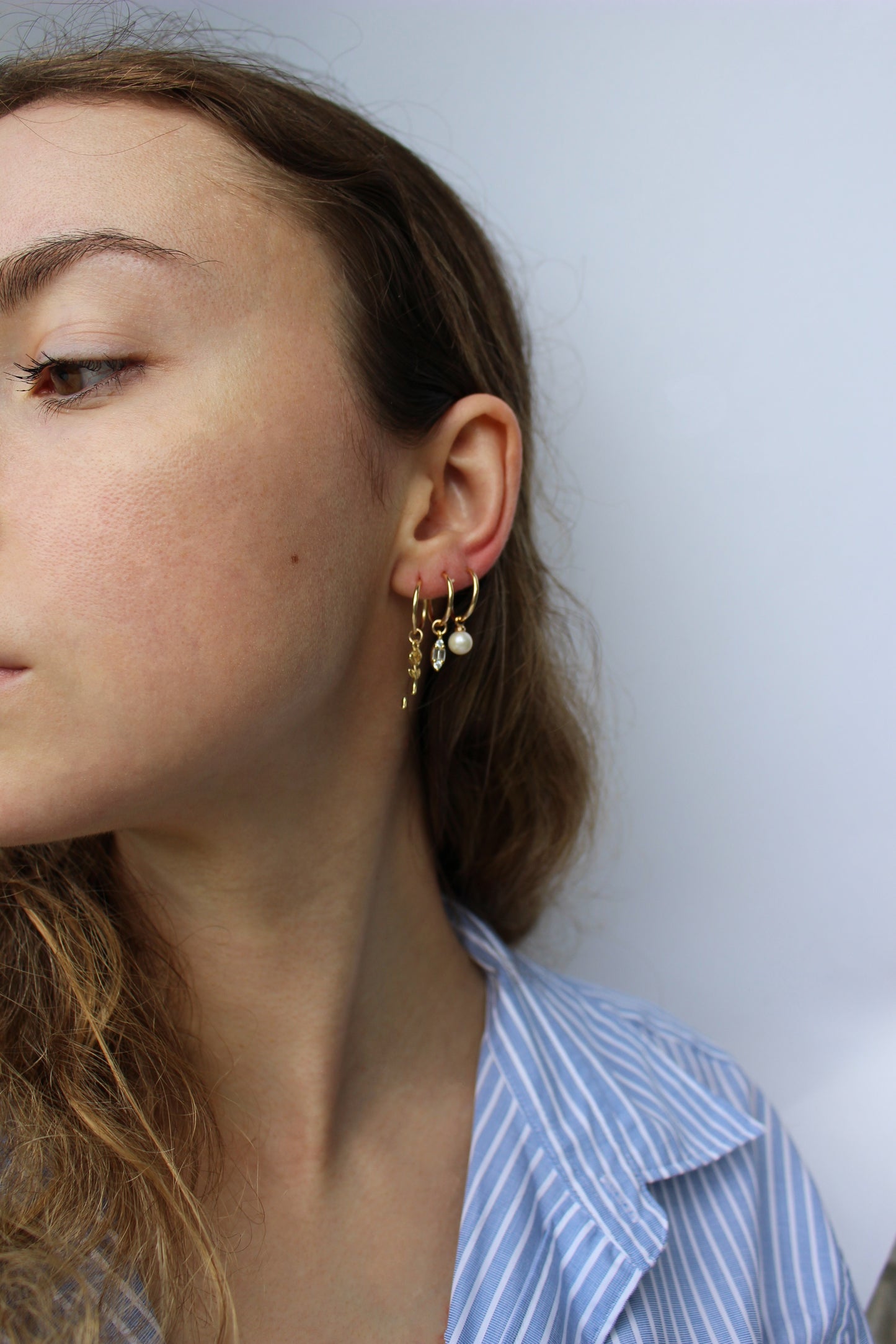 MARQUISE - Dainty 14K Gold Filled Baguette Huggies ∙ Tiny Charm Drop Earrings ∙ Infinite Hoop Gold Charm ∙ Prom Gift