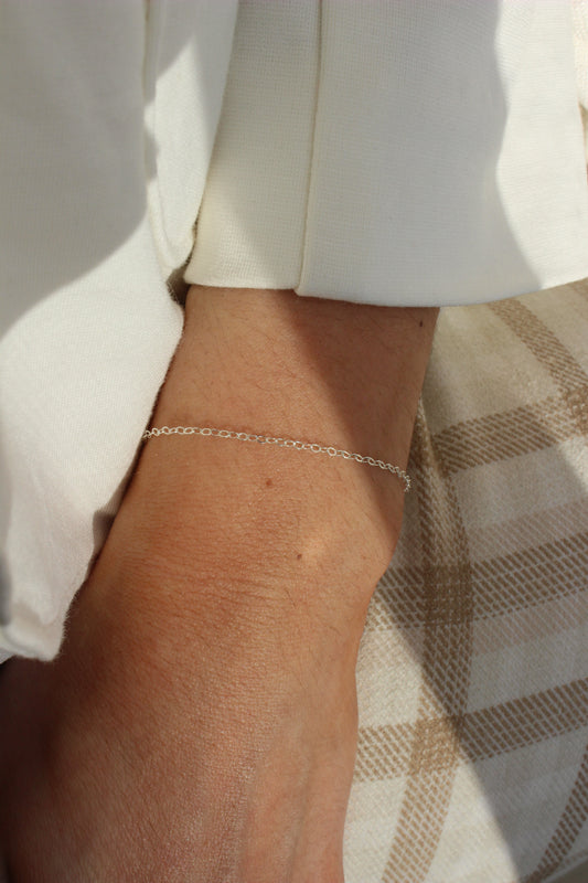 925 Sterling Silver Cable Bracelet ∙ Dainty Chain For Women ∙ Custom Length