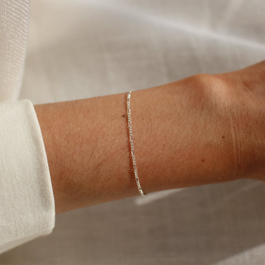 925 Sterling Silver Figaro Bracelet ∙ Dainty Bracelet For Women