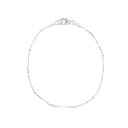 925 Sterling Silver Bracelet ∙ Dainty Satellite Chain ∙ Beaded Box Chain