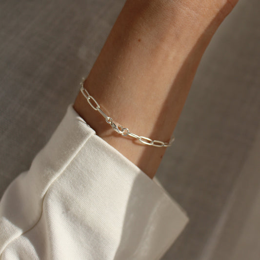 925 sterling silver Paperclip Bracelet ∙ Unisex Chunky Bracelet ∙ 3.3mm width ∙ Custom Length