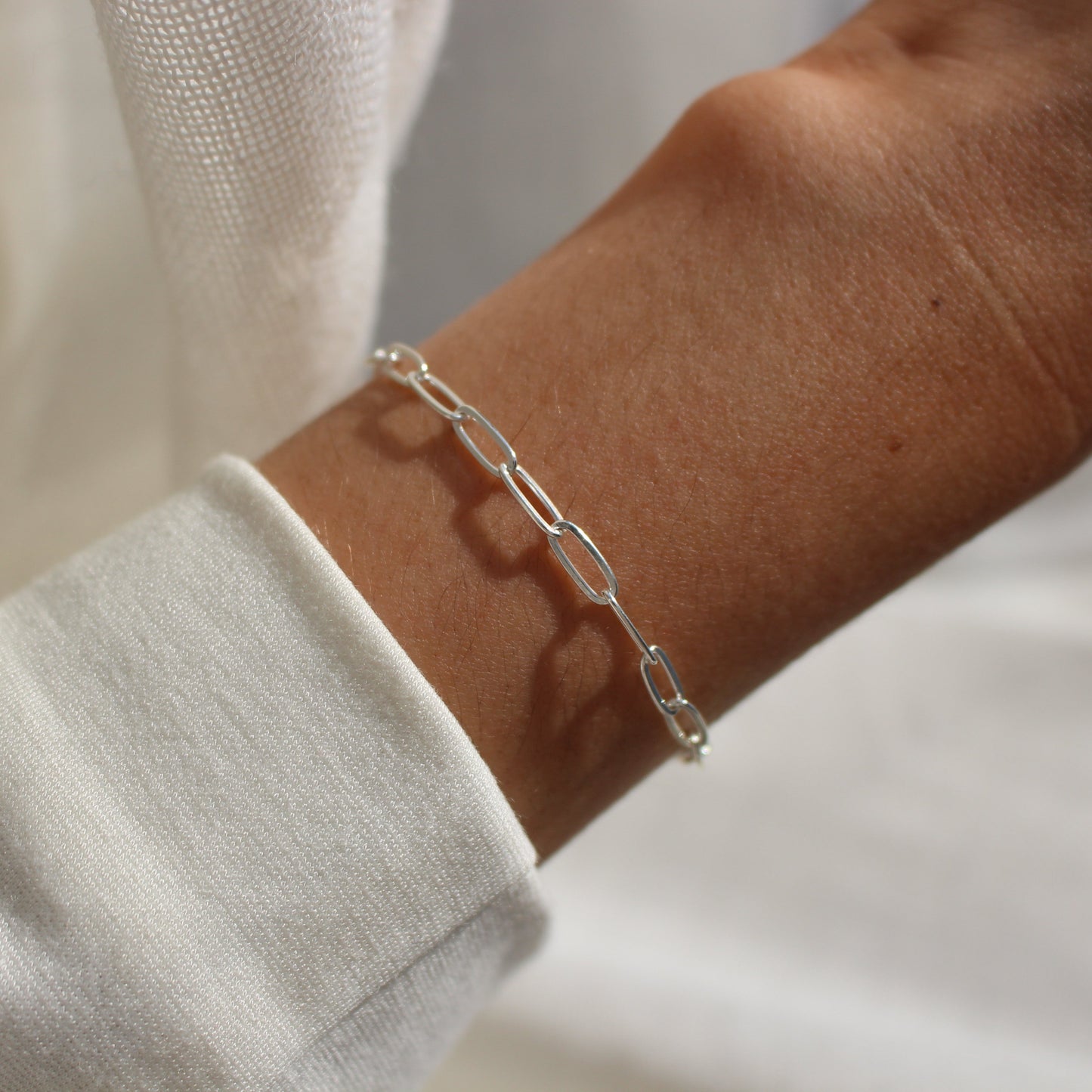 925 sterling silver Paperclip Bracelet ∙ Unisex Chunky Bracelet ∙ 3.3mm width ∙ Custom Length