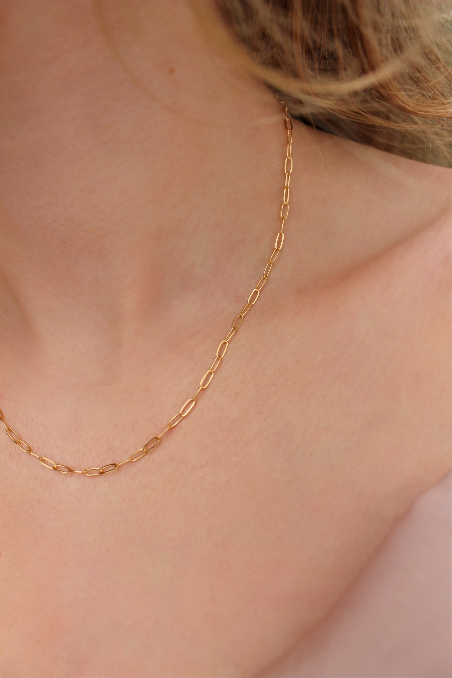 Waterproof ∙ 14k gold filled Paperclip Necklace ∙ Basic Thin Chain ∙