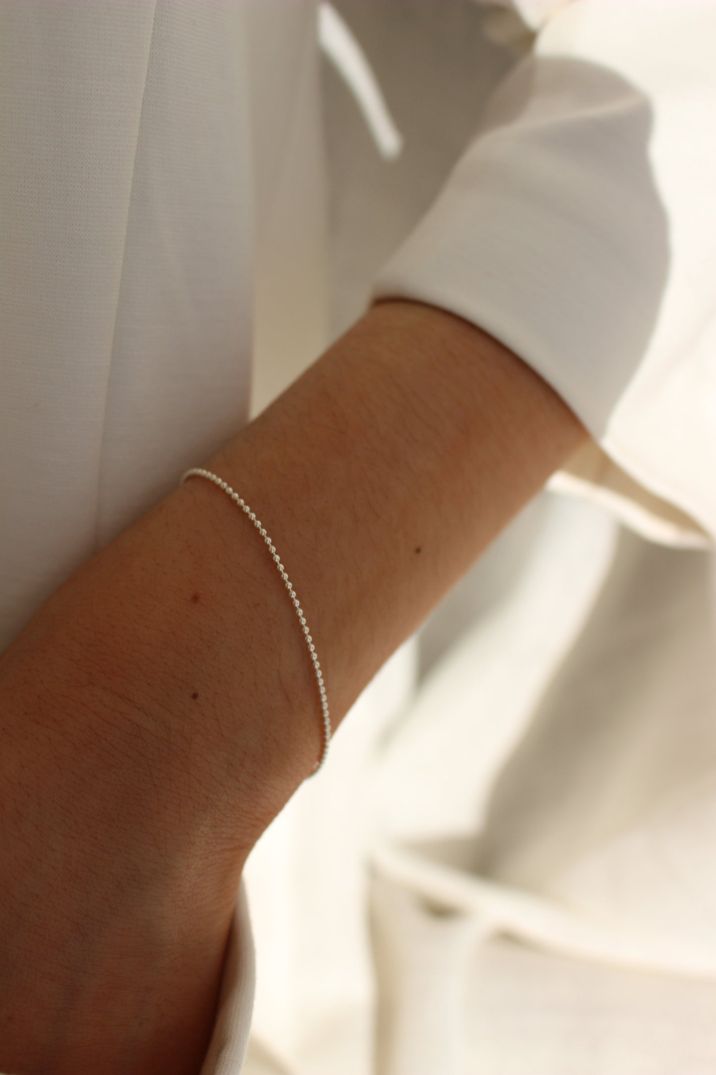 925 Sterling Silver Beaded Bracelet ∙ Dainty Ball Bracelet ∙1.2mm or 1.8mm