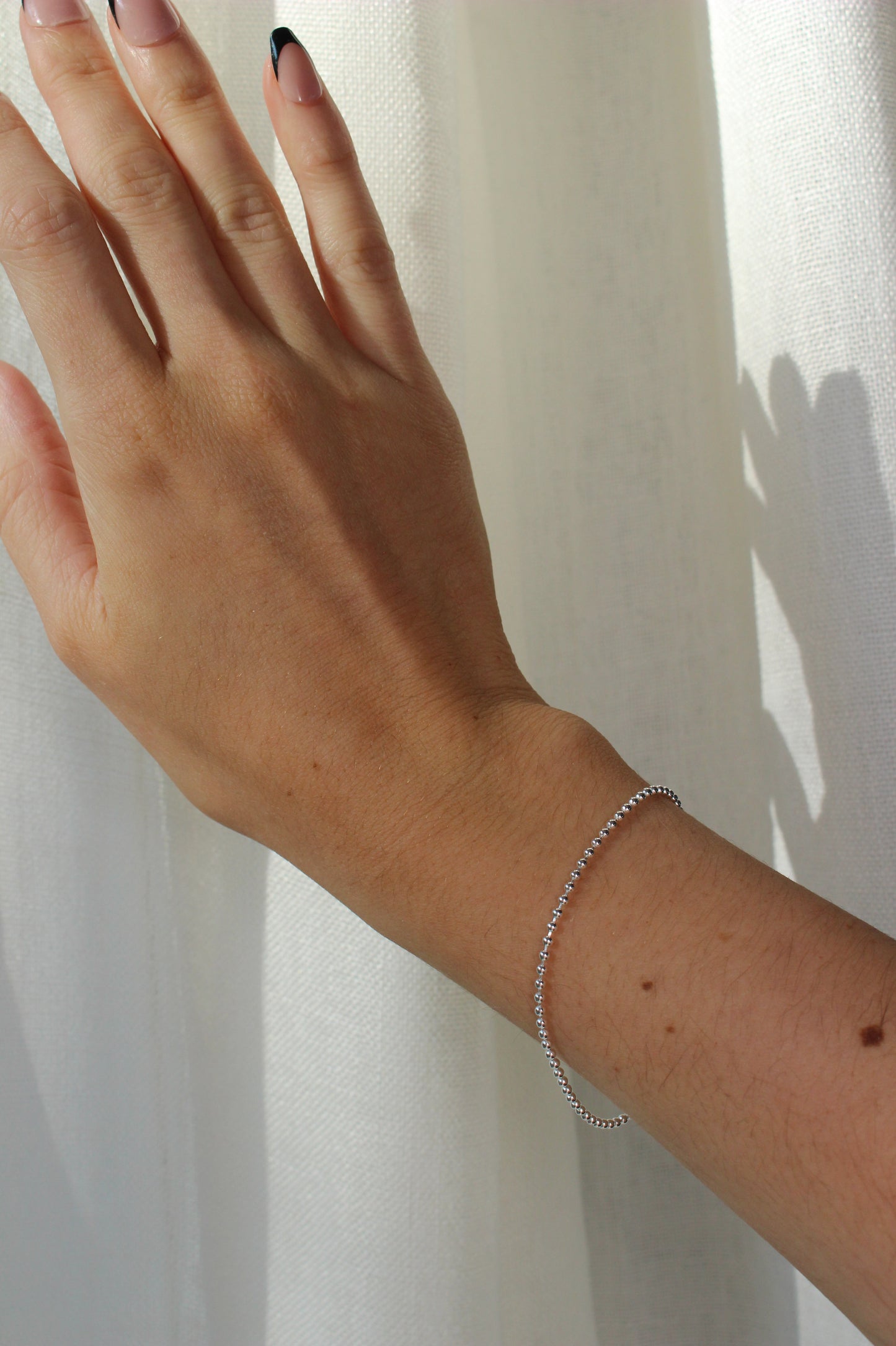 925 Sterling Silver Beaded Bracelet ∙ Dainty Ball Bracelet ∙1.2mm or 1.8mm