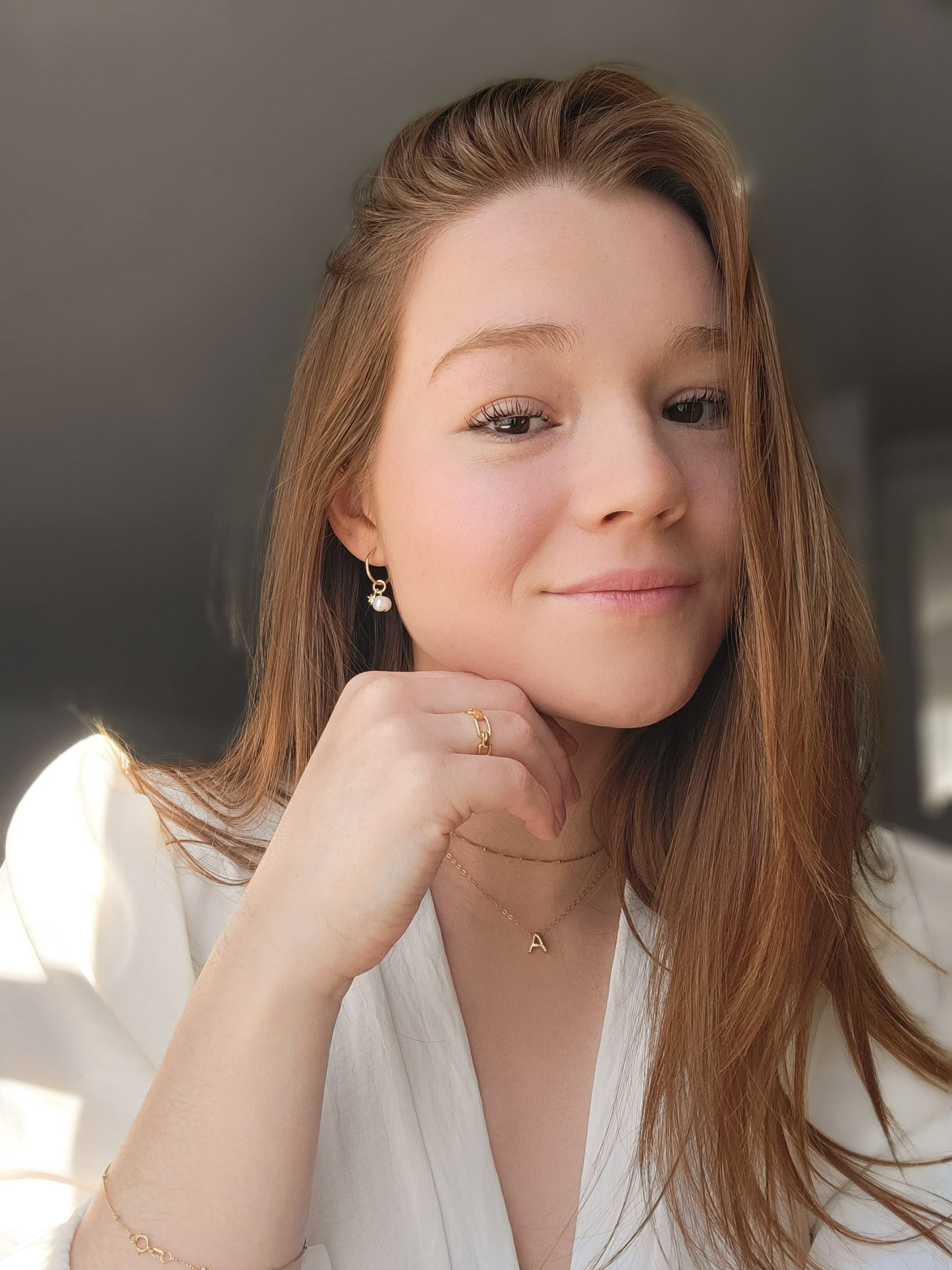 ELISA - 14 Karat Gold Filled Pearl Hoops Earrings