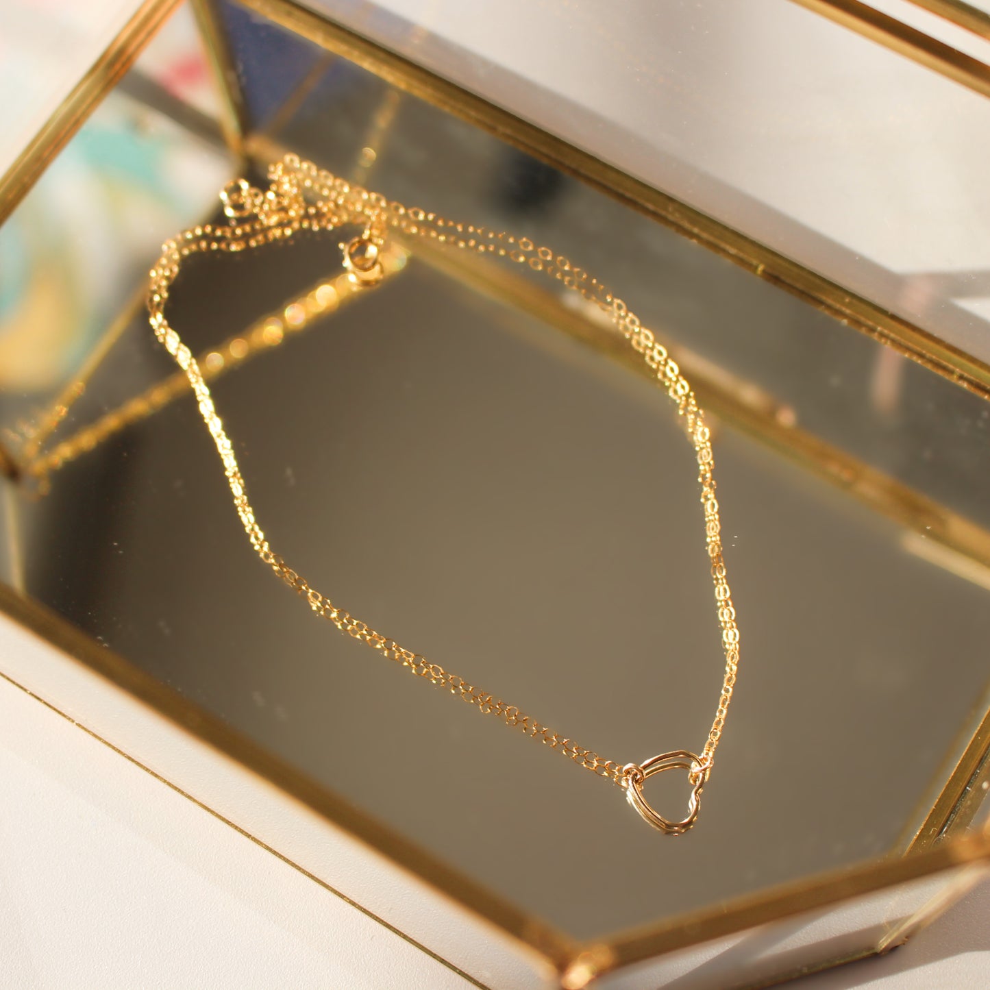 14k Gold Filled Mini Heart Wire Necklace
