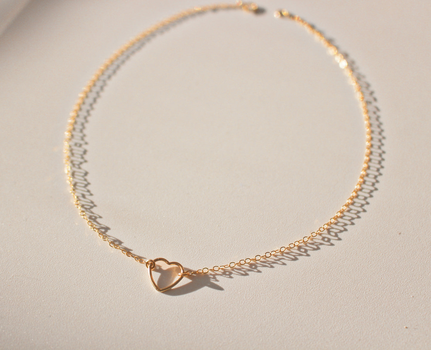 14k Gold Filled Mini Heart Wire Necklace