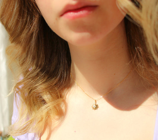 Smiling Sun - 14k Gold Filled Happy Sun Charm Necklace