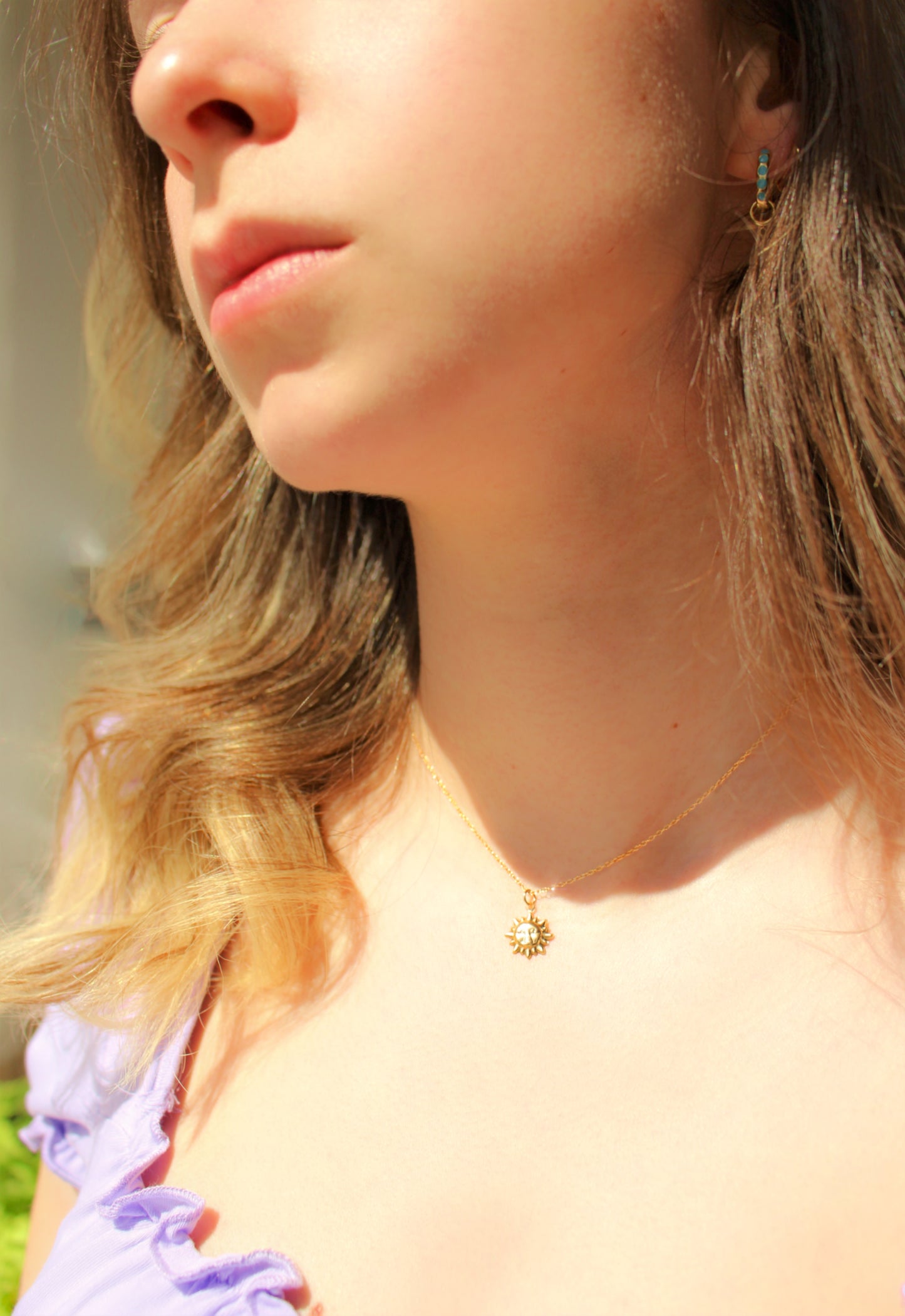 Smiling Sun - 14k Gold Filled Happy Sun Charm Necklace