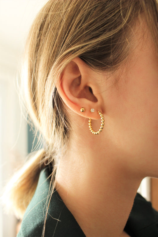 JOY - Gold Beaded Hoops Earrings ∙ 20mm