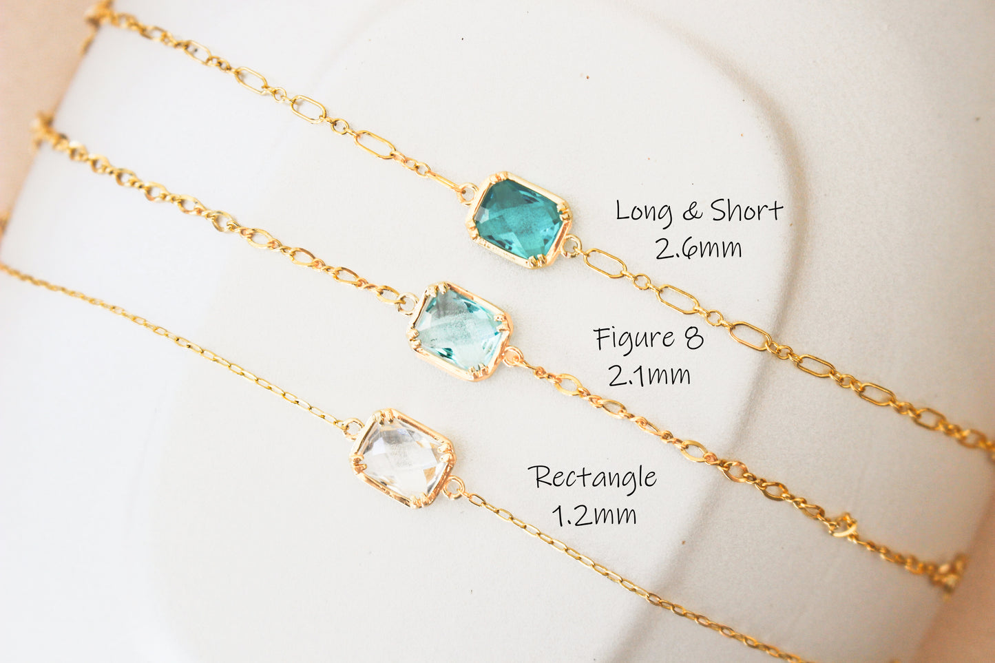 AZURA - Clear Cubic Mini Gold Rectangle ∙ 14k Gold Fill Chain Bracelet